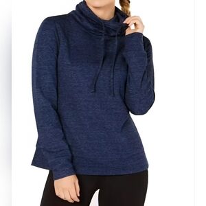 32 Degrees Womens Fleece Quilted Funnel-neck Top Heather Dress Blue Size Small